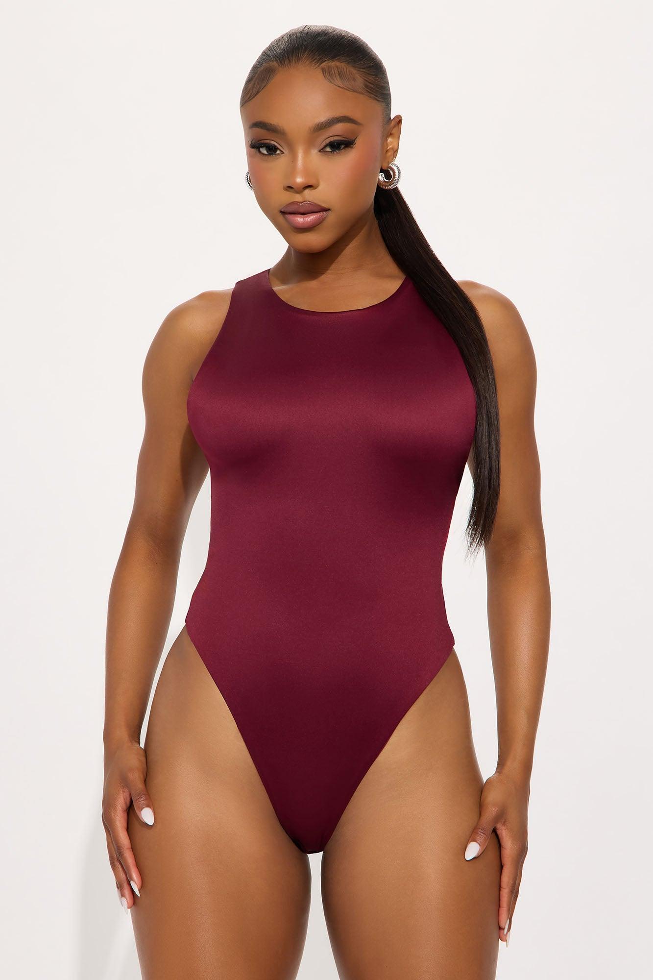 Contour Double Lined Scoop Neck Bodysuit - Wine Female Product Image