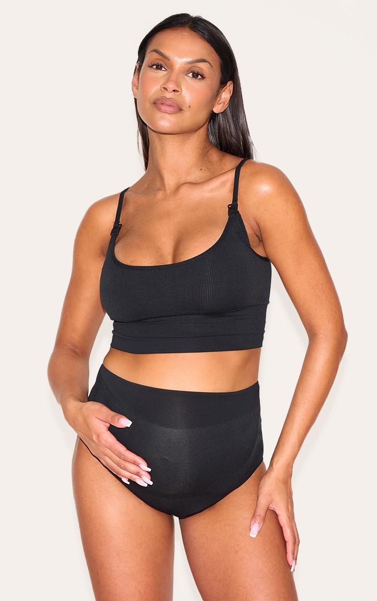 Maternity Black Bump Support Seamless Panties Product Image