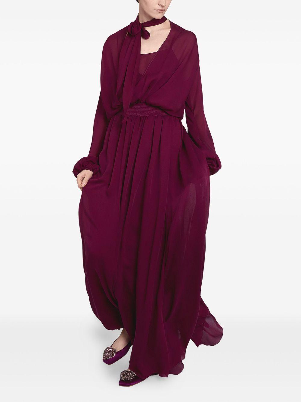 tie-neck silk maxi dress Product Image