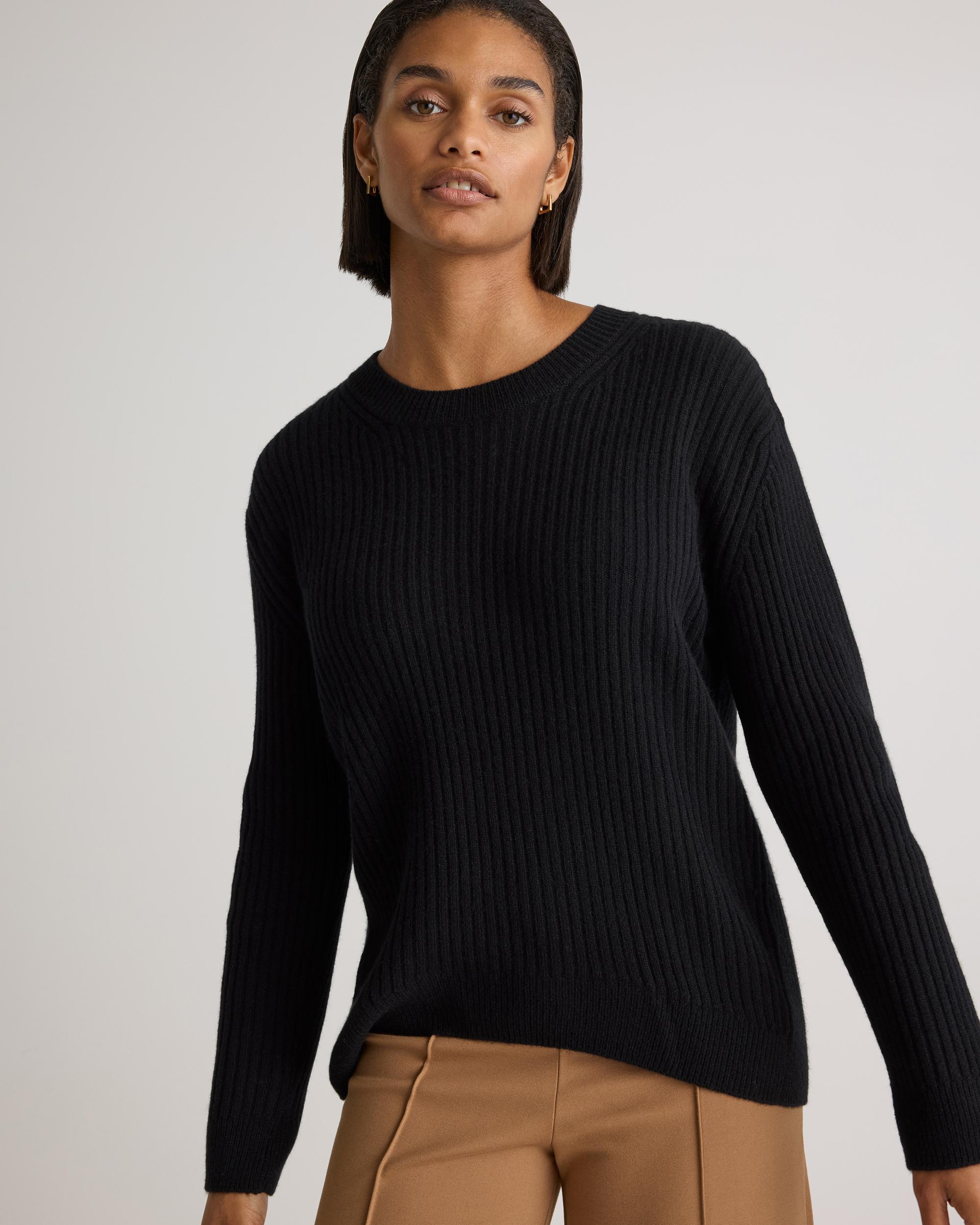 Quince | Women's Mongolian Cashmere Relaxed Wide-Rib Crewneck Sweater Product Image