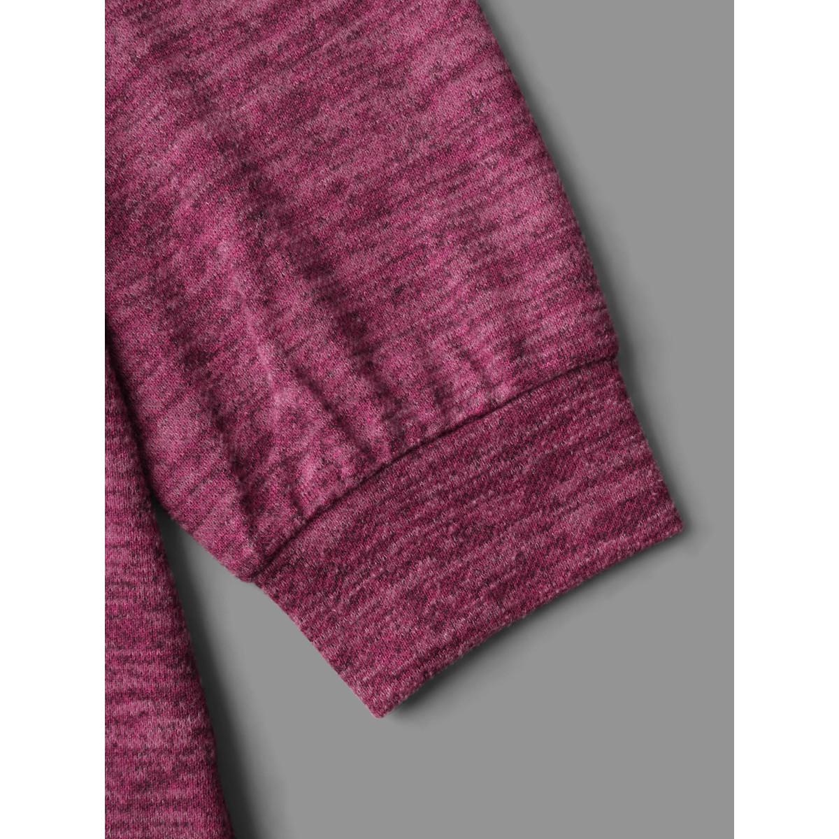 Plus Size Cowl Neck Plain Heather Drawstring Sweatshirt Women RedViolet Casual Drawstring Loose Ruffled collar Everyday Sweatshirts BloomChic 22-24/3X Product Image