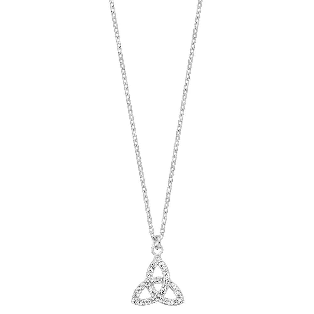 Sterling Silver Cubic Zirconia Trinity Knot Pendant Necklace, Women's, Size: 18" Product Image