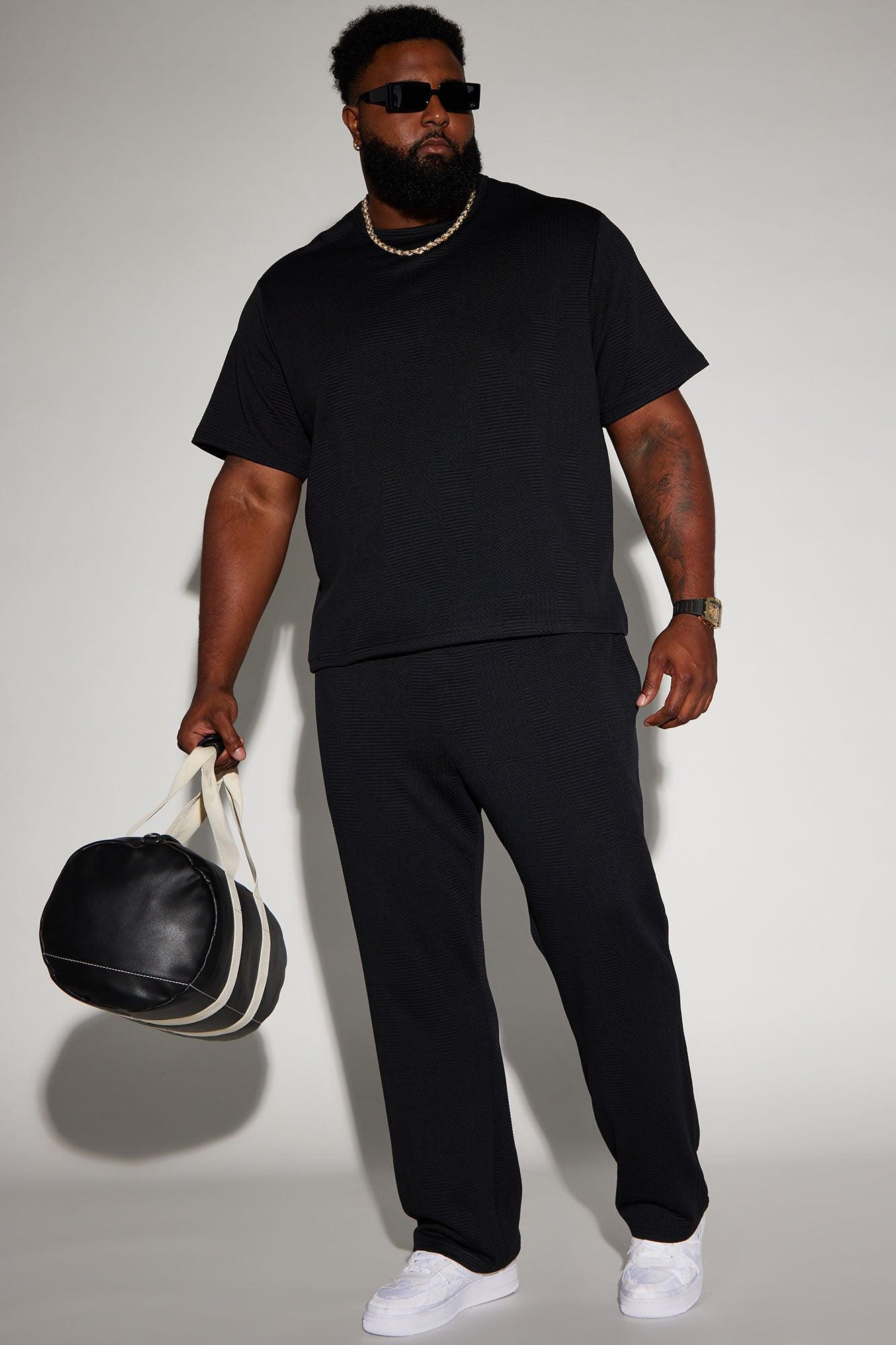 Textured Triangles Relaxed Crew Neck Tee - Black Product Image