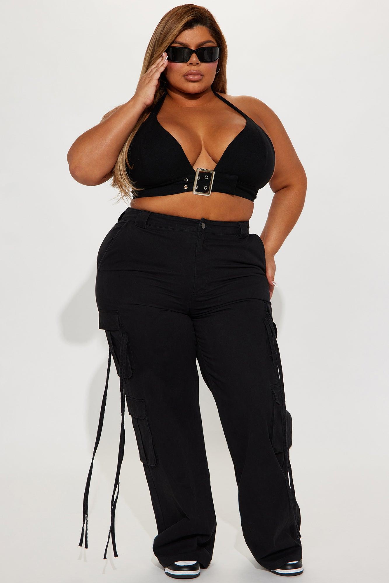 Golden Hour Wide Leg Cargo Pant - Black Product Image