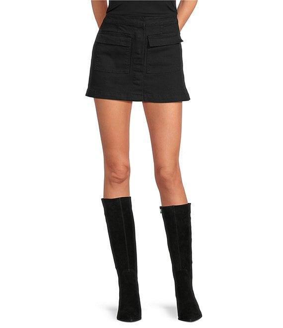 Chelsea & Violet Lena Denim A-Line Front Pocket Mini Skirt Product Image