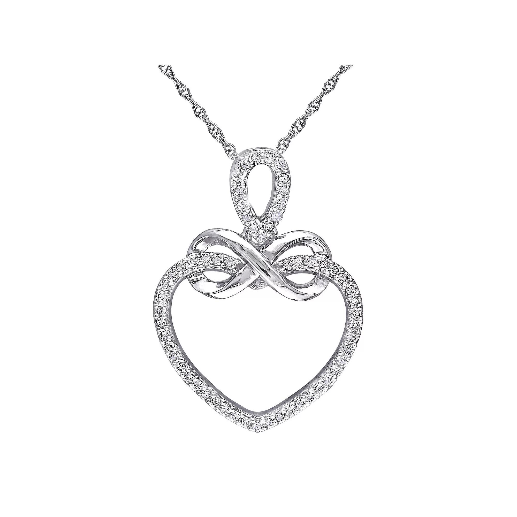 Stella Grace 10K White Gold 1/5 Carat T.W. Diamond Infinity Heart Pendant Necklace, Women's, Size: 17", 10k Whgold Product Image