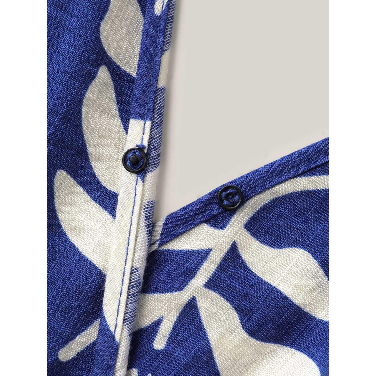 Plus Size Navy Large Floral Print Pockets Jumpsuit Women Resort Cap Sleeve Overlap Collar Vacation Loose Jumpsuits BloomChic 22-24/3X Product Image