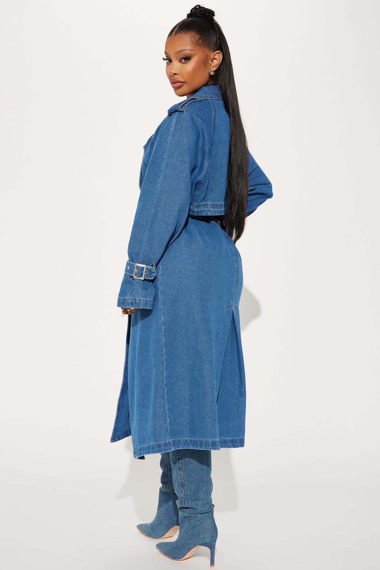 Follow Me Denim Trench - Medium Wash Female Product Image