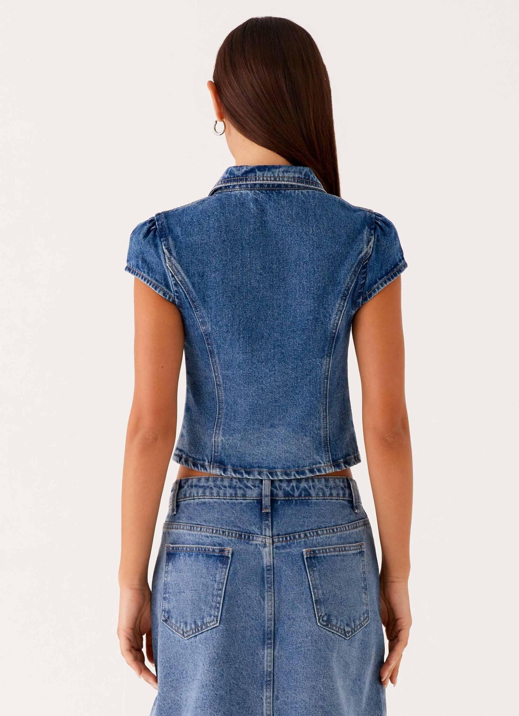 Stella Button Up Top - Blue Product Image