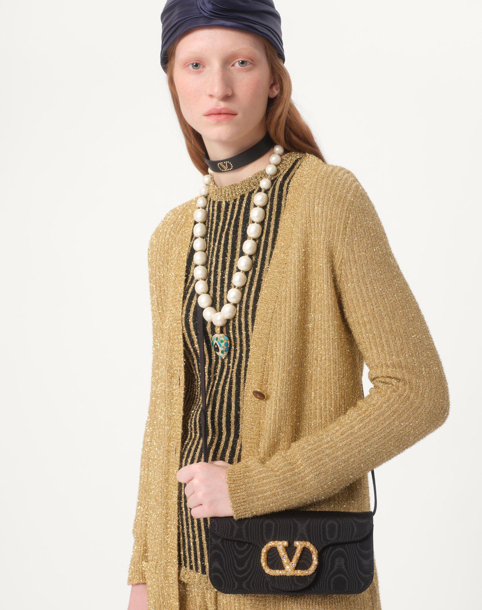 Valentino Garavani Locò Moiré Fabric Clutch With Jewel Logo Product Image