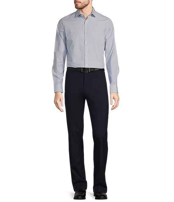 Murano Slim Fit Tick Stripe Long Sleeve Woven Shirt Product Image