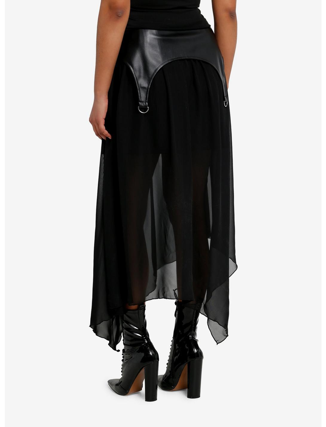 Cosmic Aura Faux Leather & Chiffon Maxi Skirt Product Image