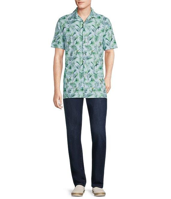 Cremieux Blue Label Tahiti Collection Tropical Bird Print Jersey Short Sleeve Woven Camp Coatfront Shirt Product Image
