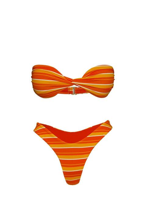 Tamrali Bandeau Bikini Top Orange Stripe Product Image