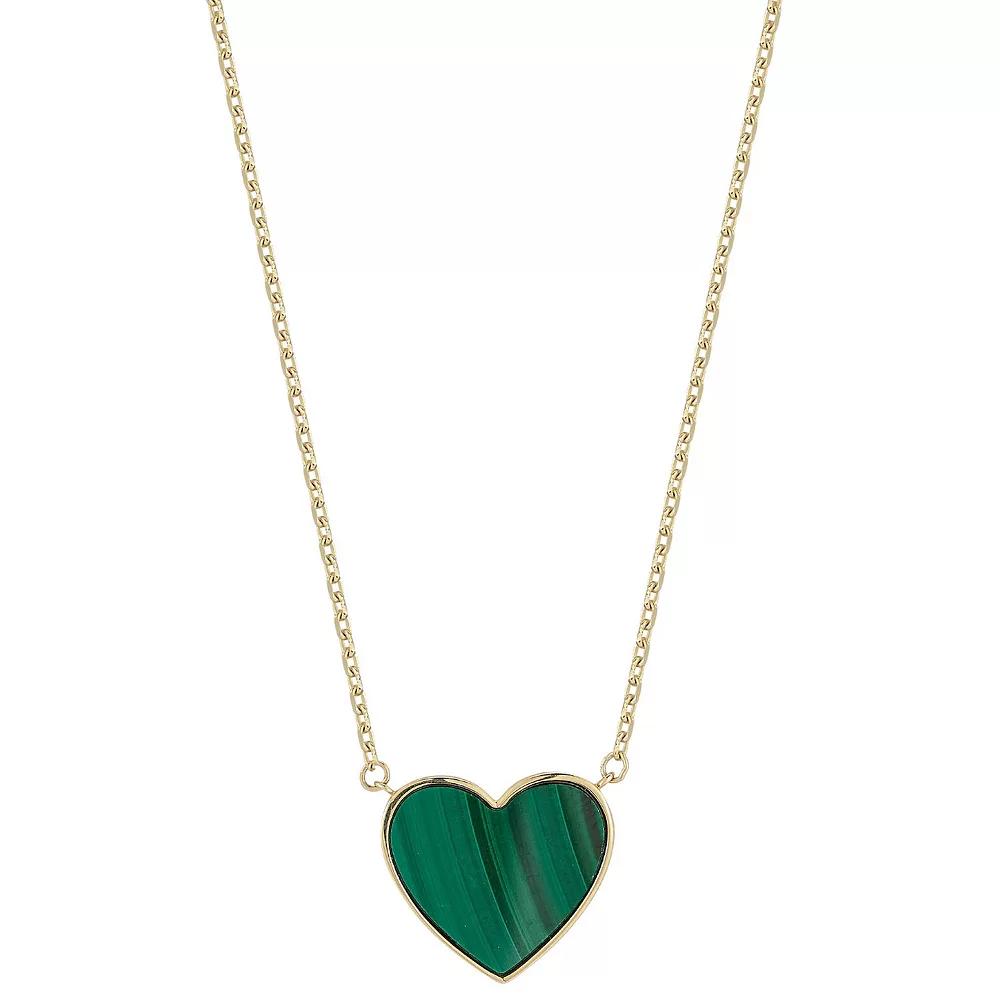 LUMINOR GOLD 14k Gold Malachite Heart Pendant Necklace, Women's, Size: 18" Product Image