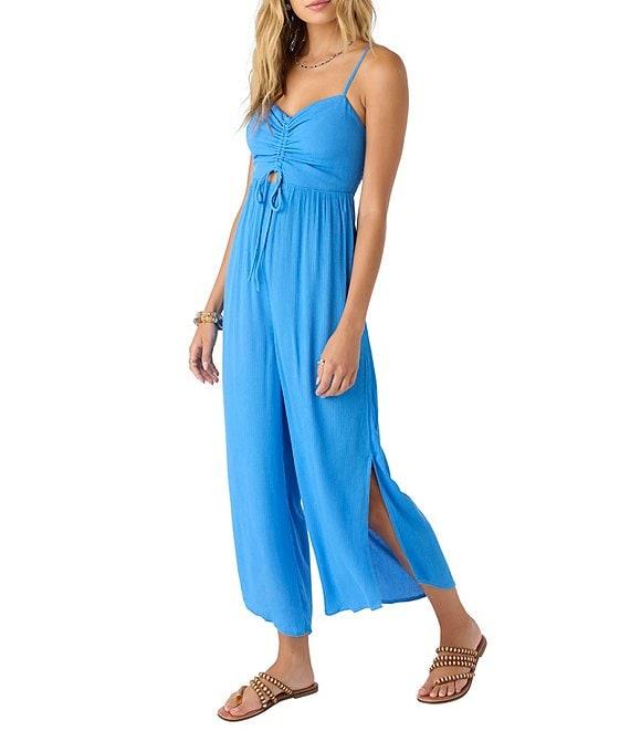 O'Neill Keiko Side Slit Wide Leg Smocked Back Jumpsuit Product Image