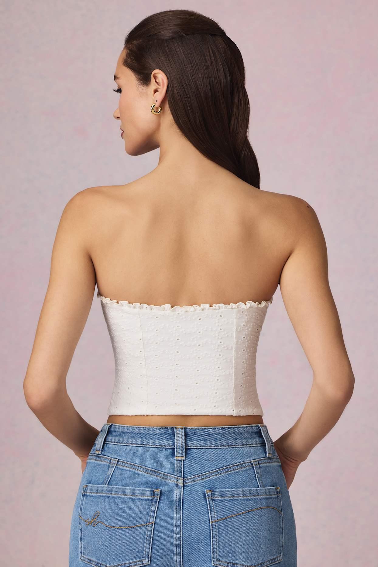 Broderie Anglaise Camisole Top in White Product Image