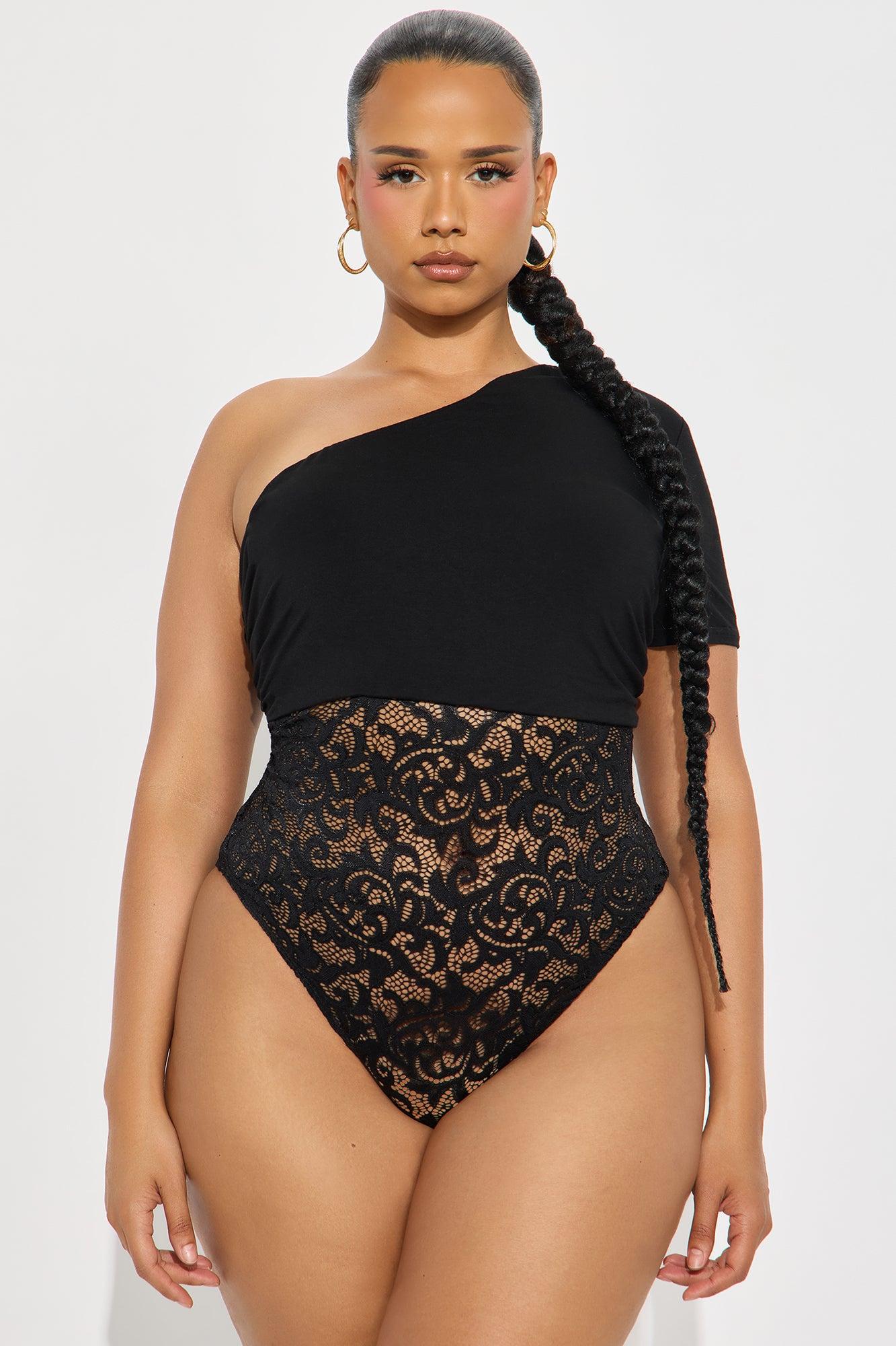 Eisley One Shoulder Short Sleeve Bodysuit - Black Female Product Image