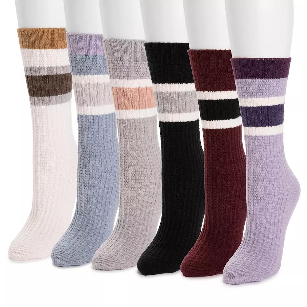Women's MUK LUKS 6-Pack Dream Step Mini Crew Socks Set, Multi Neps Product Image