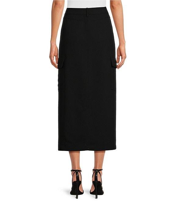 Gianni Bini Dani Crepe High Waist Cargo Front Slit Pencil Midi Skirt Product Image