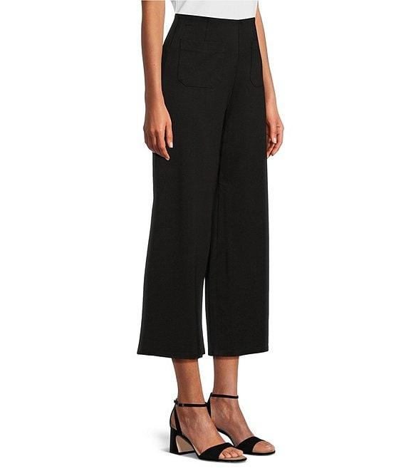 Slim Factor by Investments Lightweight Ponte Knit No Waist Wide Leg Crop Pants Product Image