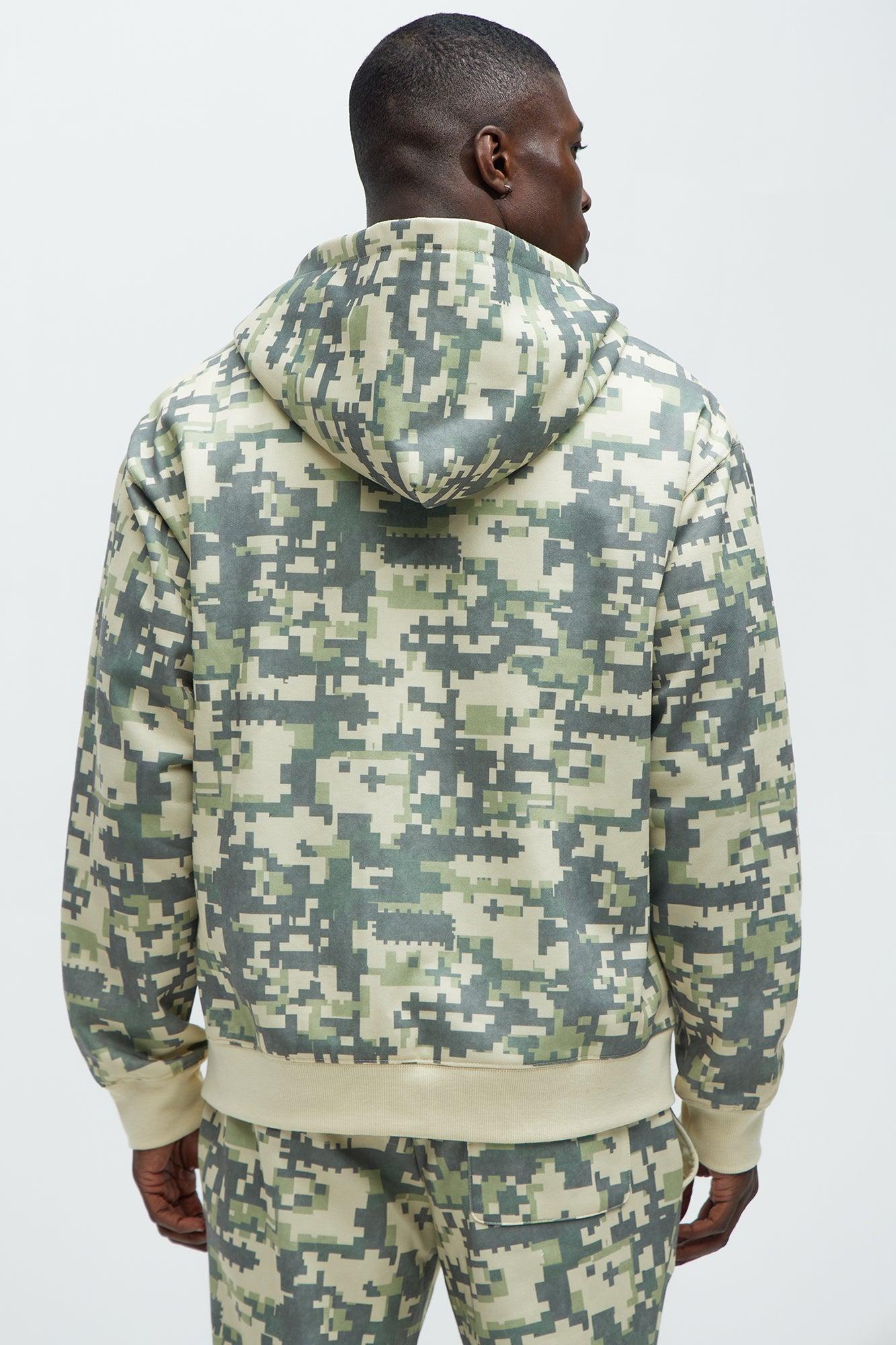 Digi Camo Oversized Zip Up Hoodie - Green/combo Product Image