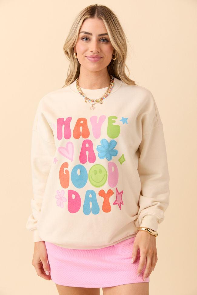 Have A Good Day Cream Graphic Sweatshirt Product Image