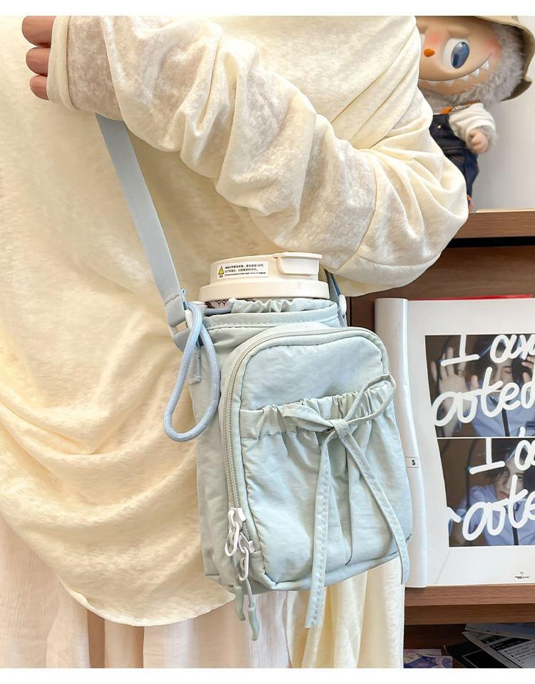 Plain Bow Accent Nylon Crossbody Bag Product Image