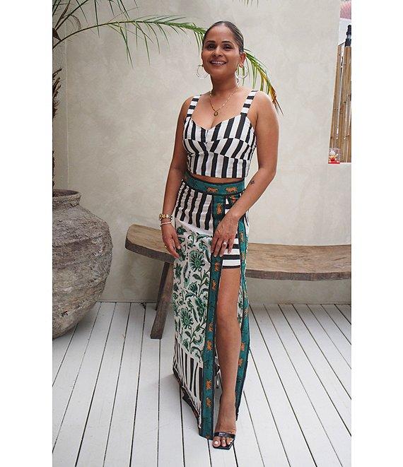 Mo Maya Stripe Sweetheart Neckline Sleeveless Coordinating Bra Top Product Image