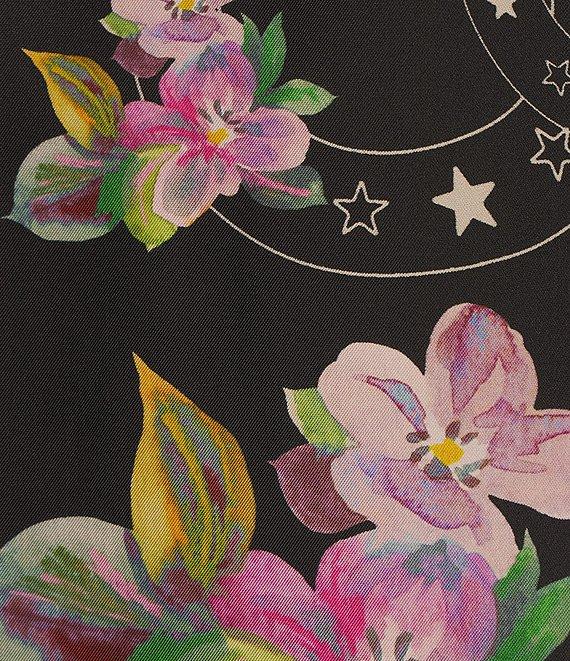 JOHNNY WAS Karolina Placement Floral Border Print Round Neck Sleeveless A-Line Midi Dress Product Image