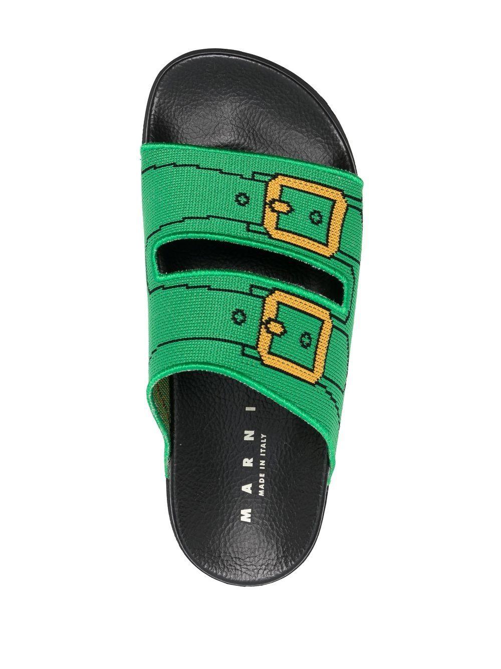 buckle double-strap-print slides Product Image
