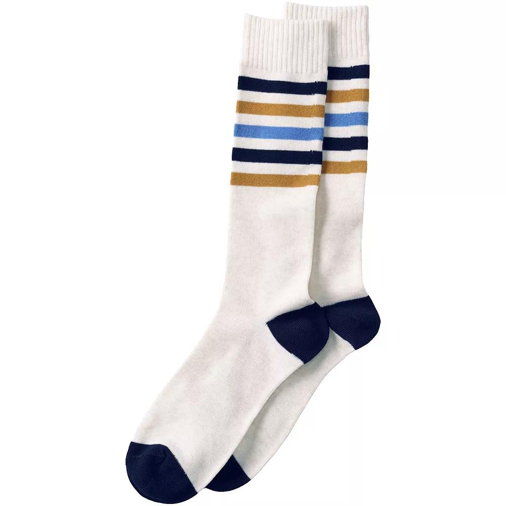 Men's Lands' End Novelty Crew Socks, Orange Rugby Stripe Product Image