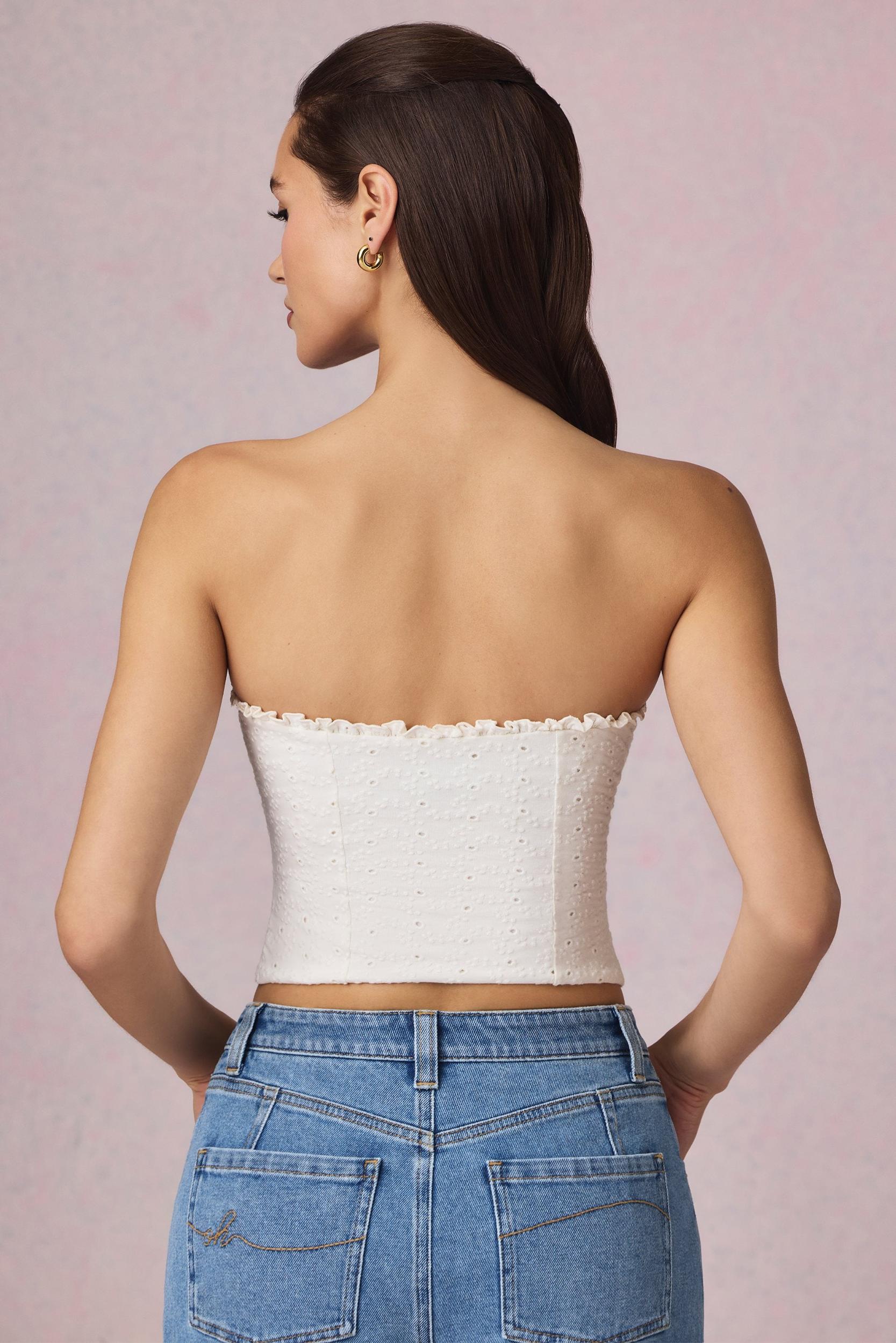 Broderie Anglaise Camisole Top in White Product Image