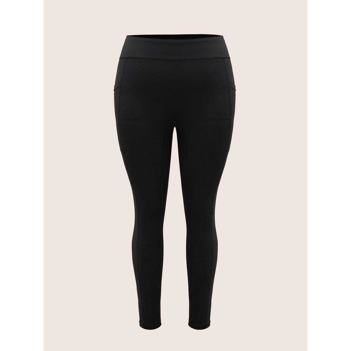 Plus Size High Rise Patched Pocket High Stretch Leggings Women Black Casual High stretch Skinny High Rise Everyday Leggings BloomChic 14-16/1X Product Image