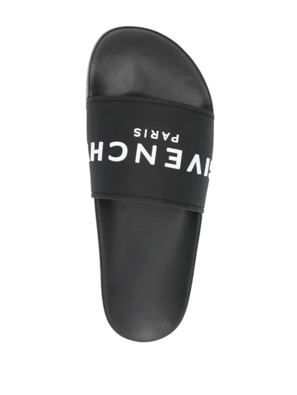 Black Logo-Print Pool Slides Product Image