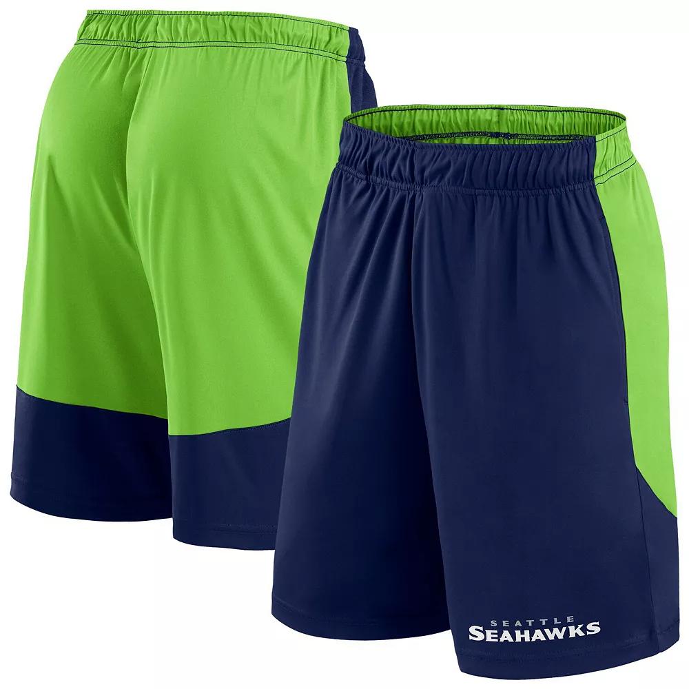 Men's Fanatics College Navy/Neon Green Seattle Seahawks Big & Tall Launch Shorts, Size: 2XB, Team Product Image