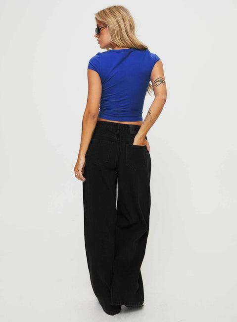 Naylor Mid Rise Wide Leg Jeans Washed Black Denim Product Image