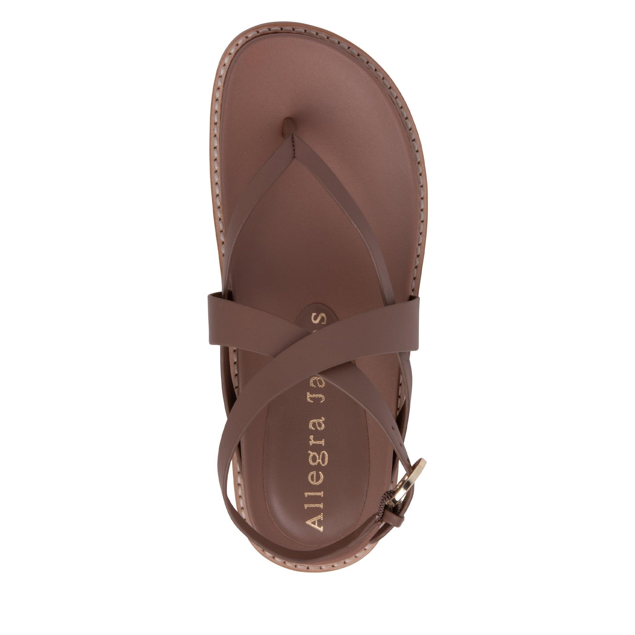 Elise Brown Flat Leather Sandal Product Image