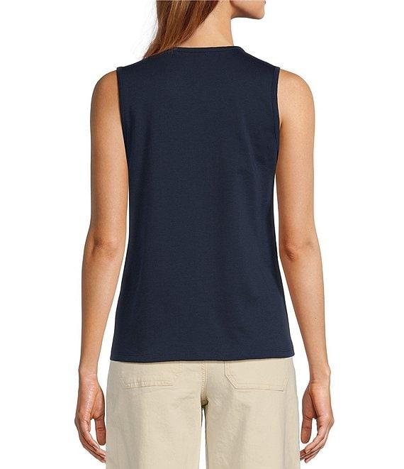 L.L.Bean Pima Cotton Crew Neck Sleeveless Knit Tank Top Product Image