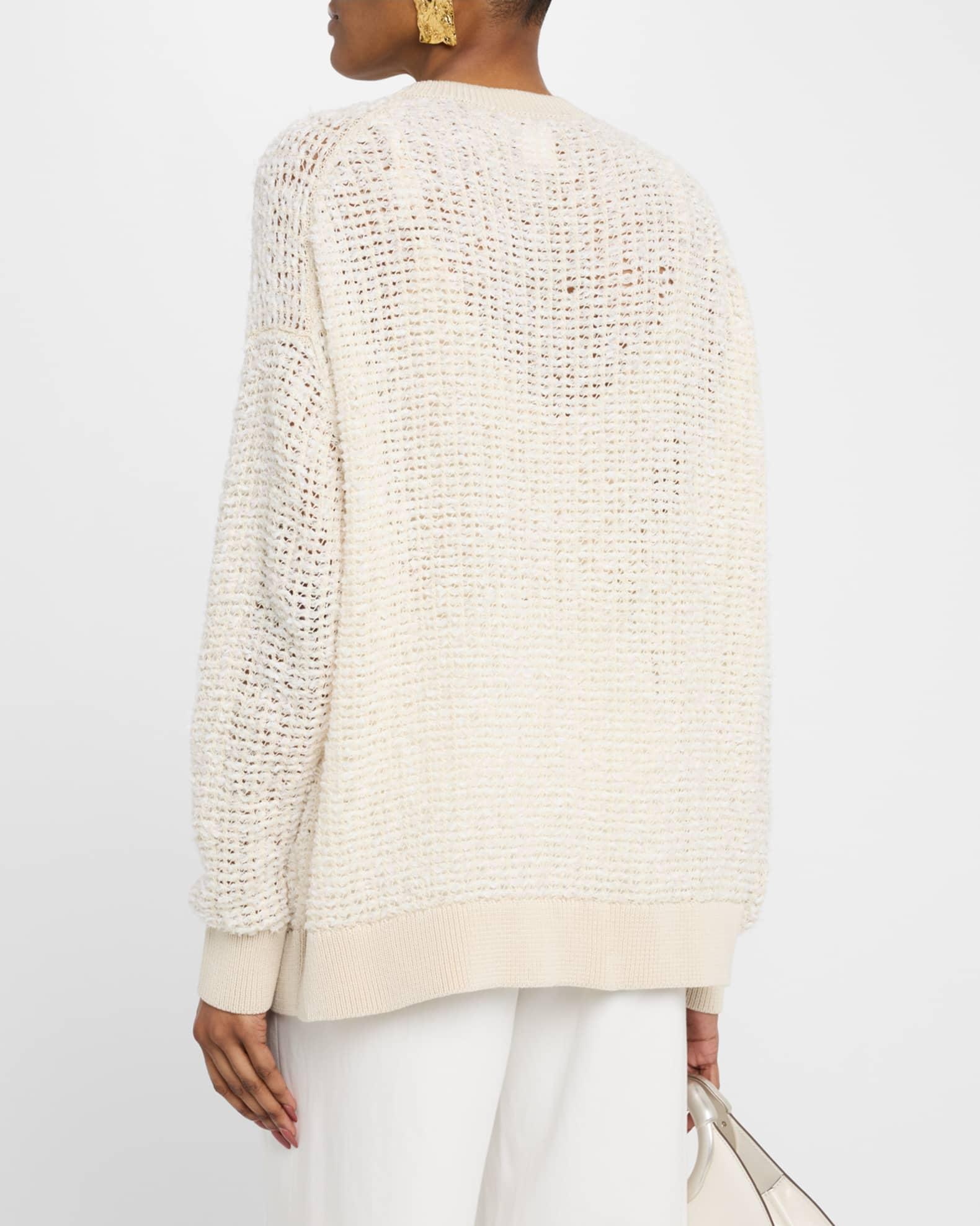 Textured Open-Stitch Cotton Sweater Product Image