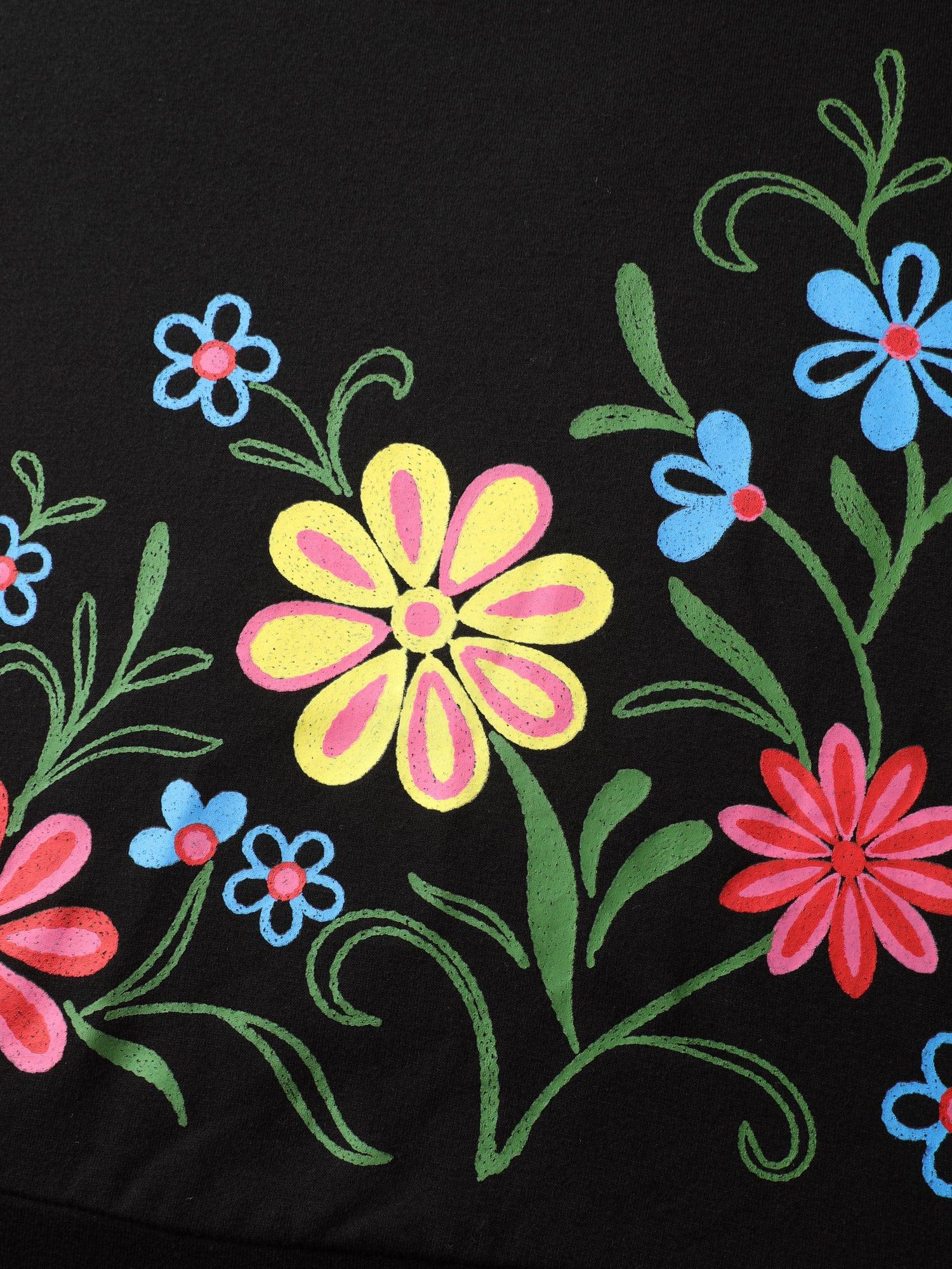 Floral Sheer Lined Contrast Sweatshirt Female Product Image