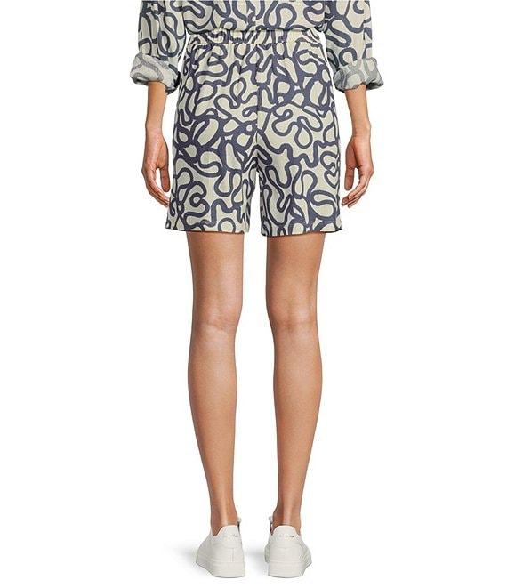 Every Woven Doodle Print Linen Blend High Rise Pull On Coordinating Shorts Product Image