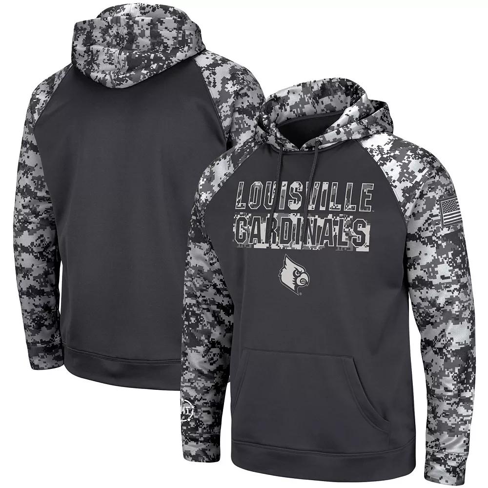 Men's Colosseum Charcoal Louisville Cardinals OHT Military Appreciation Digital Camo Pullover Hoodie, Size: Medium Product Image