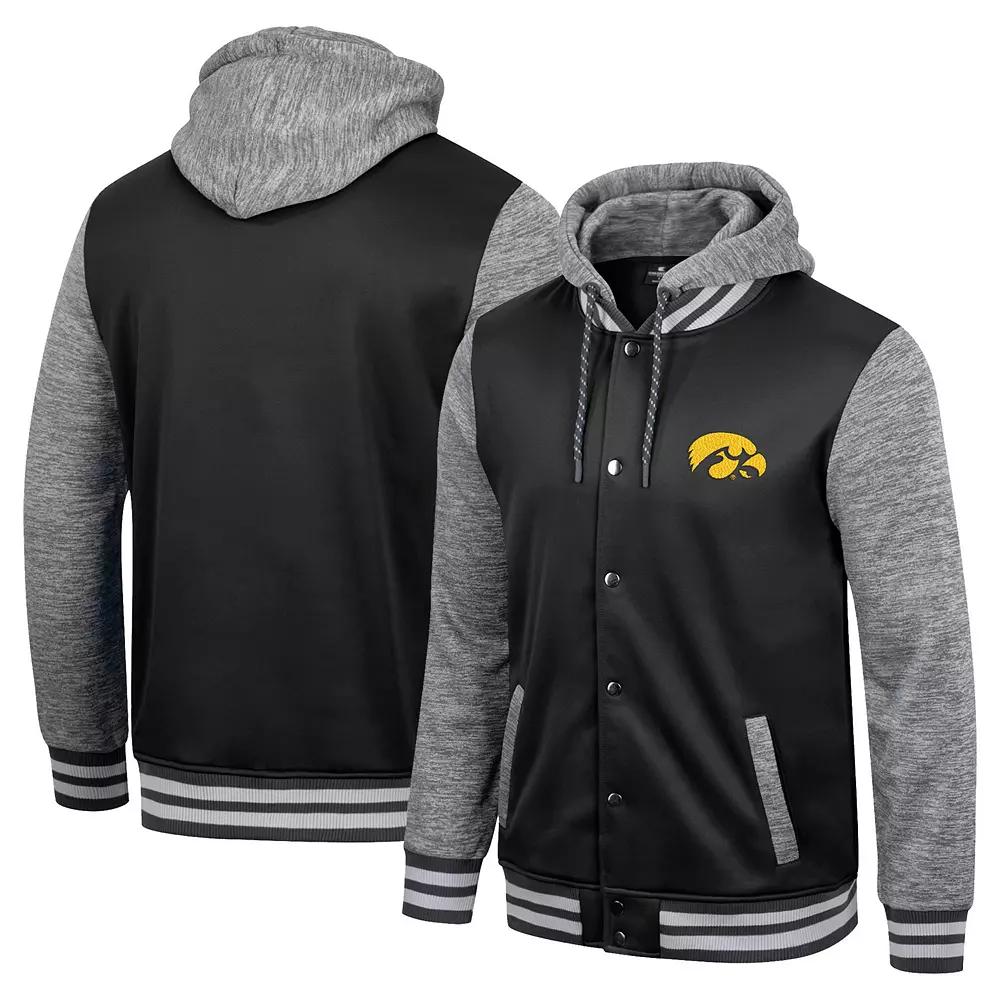 Men's Colosseum Black Iowa Hawkeyes Robinson Hoodie Full-Snap Jacket, Size: Large Product Image