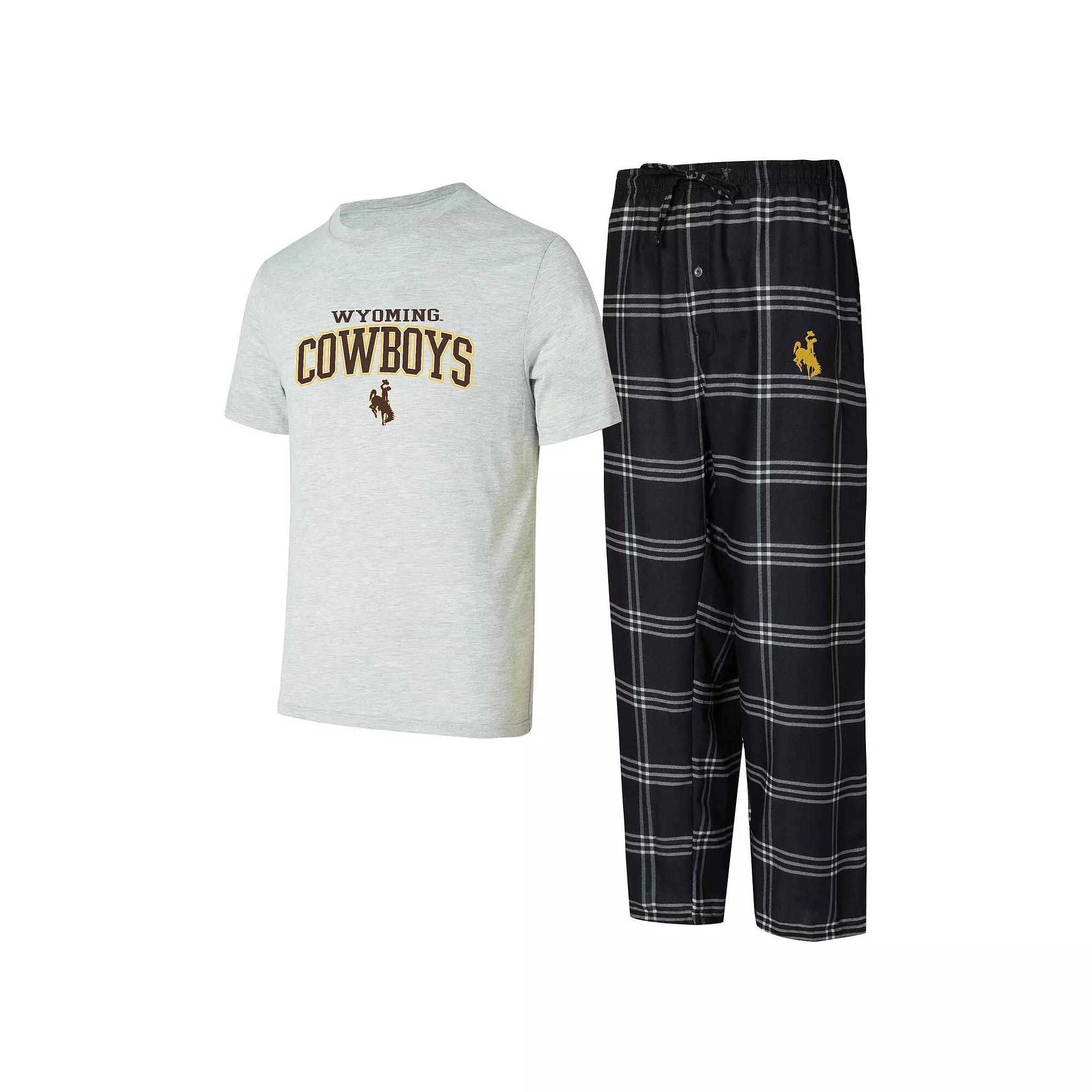 Men's Concepts Sport Wyoming Cowboys T-Shirt & Pants Sleep Set, Size: Large, Wyo Black Product Image