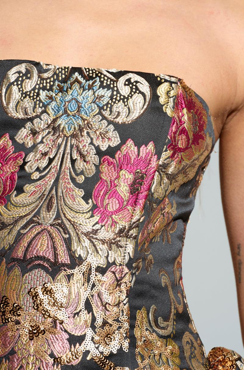 PURE ROYALTY BROCADE MINI DRESS Product Image