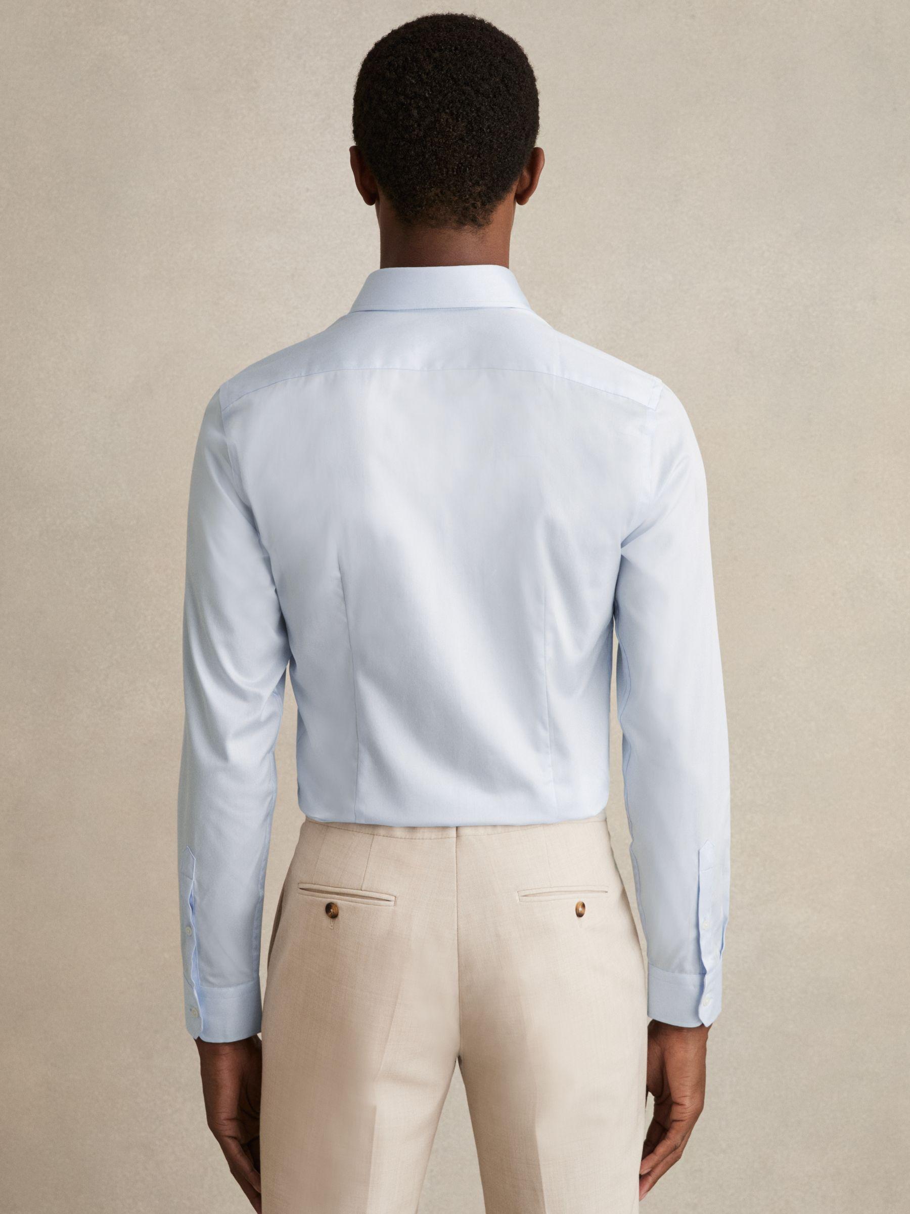 Slim Fit Two-Fold Cotton Shirt in Soft Blue Product Image