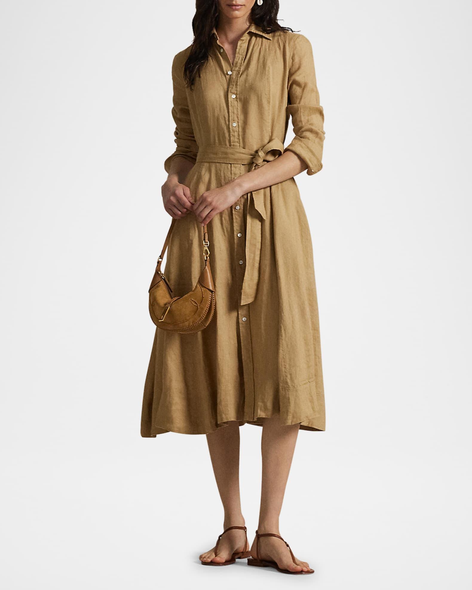 Belted Linen Shirtdress Product Image
