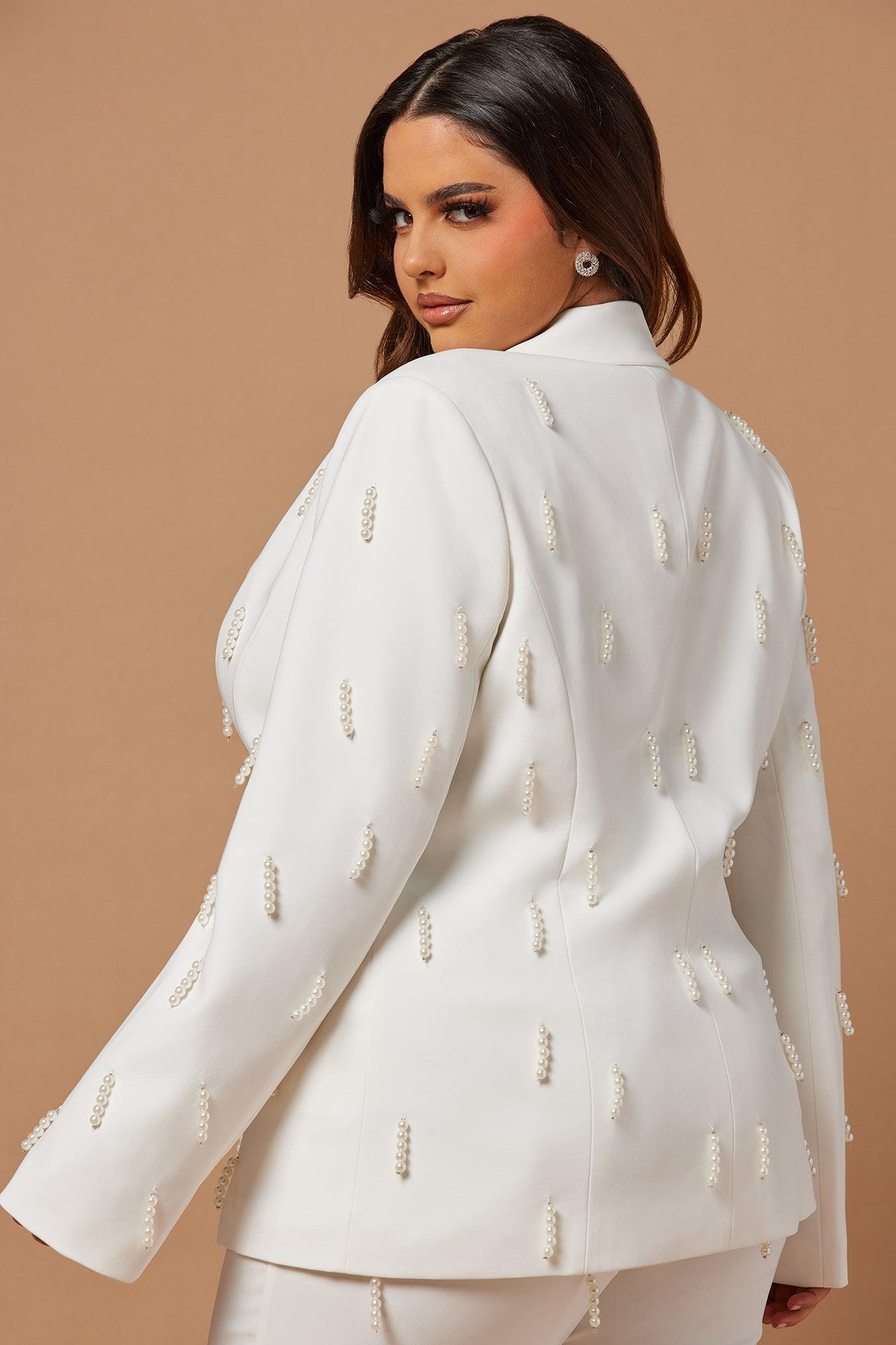 Bella Embellished Blazer - Ivory Product Image