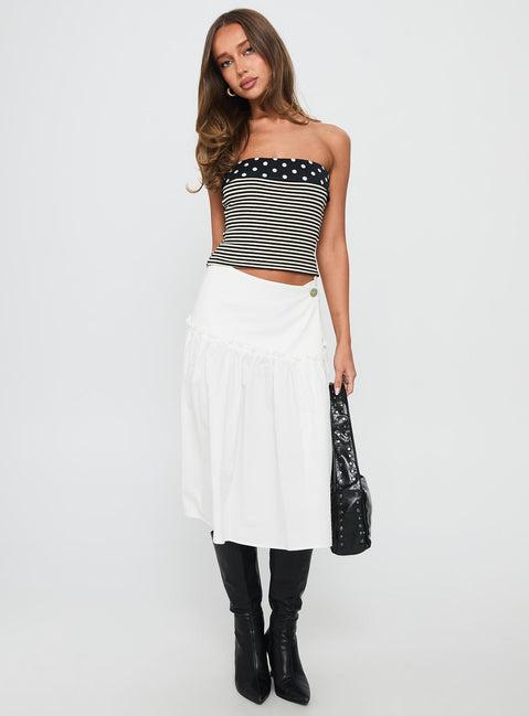 Jonsie Tiered Frill Midi Skirt White Product Image